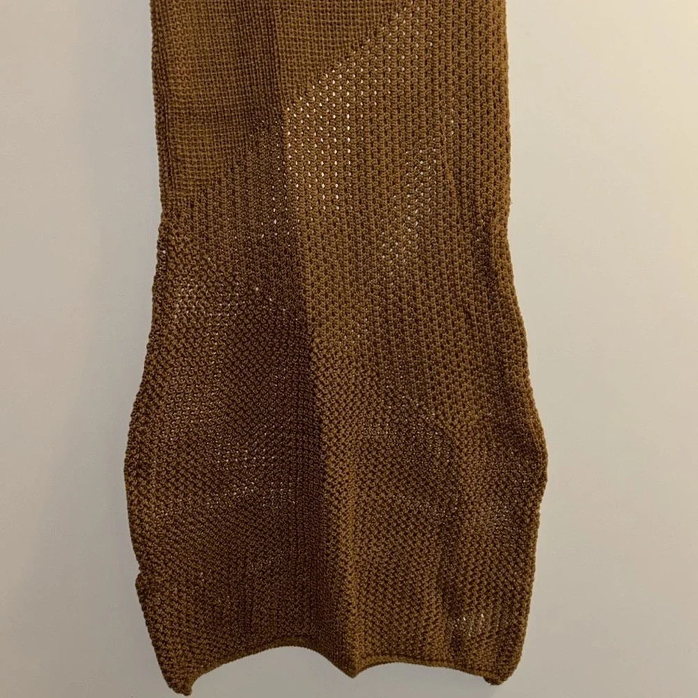 PrettyLittleThing Tan Crochet Maxi Beach Skirt Medium NWT